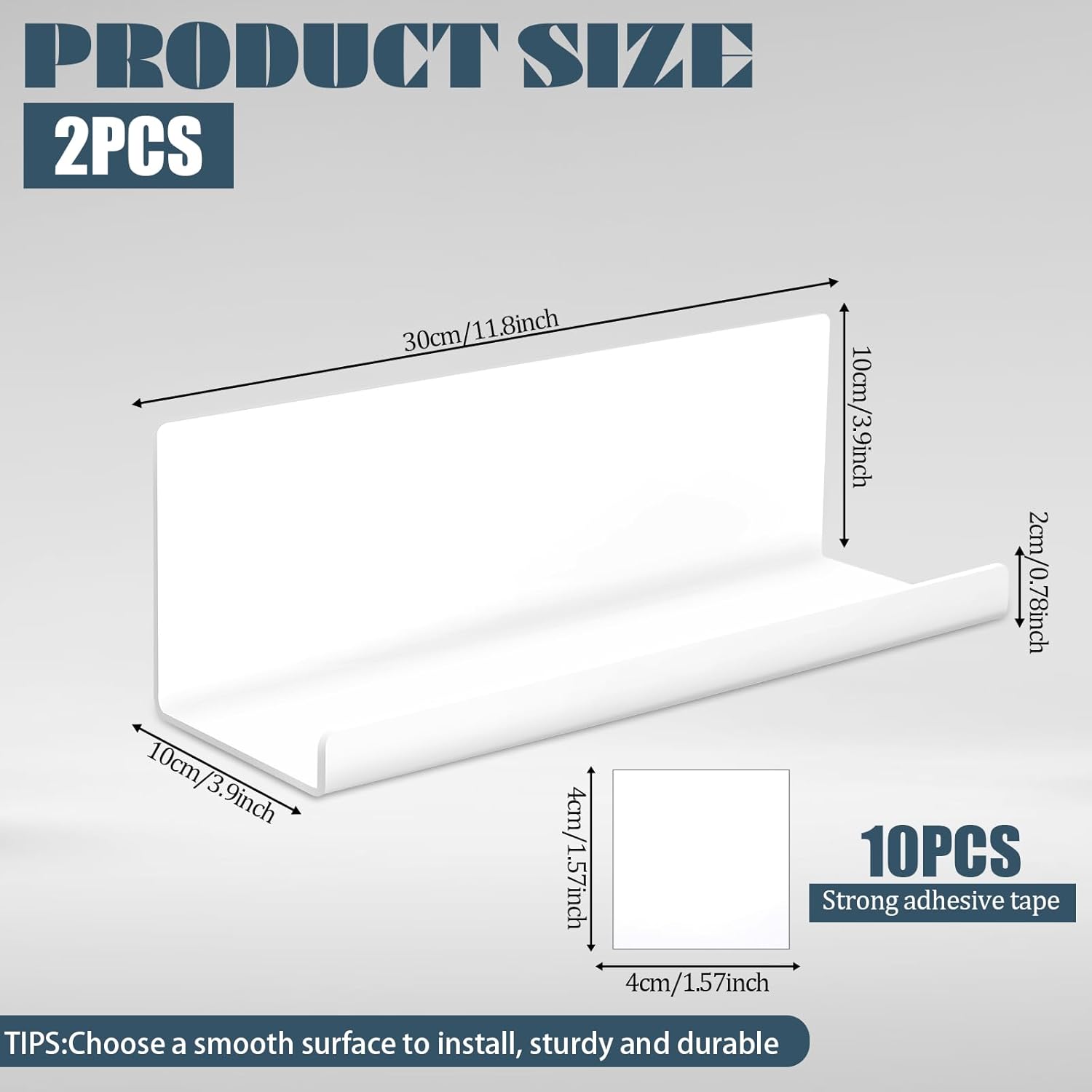 White Floating Shelves No Drilling Acrylic Wall Shelves 2 Pack