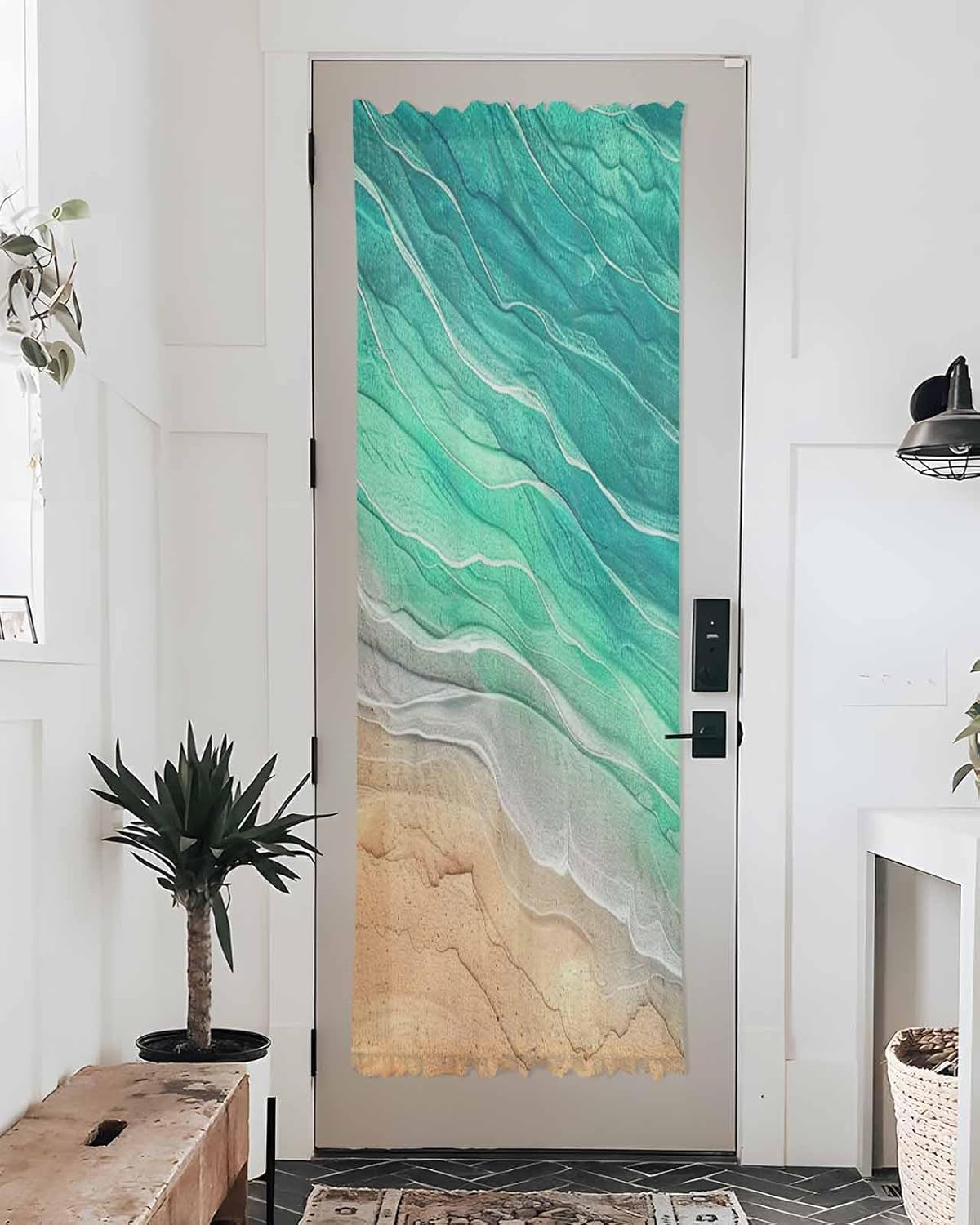 Green Coastal French Door Curtain with Tieback