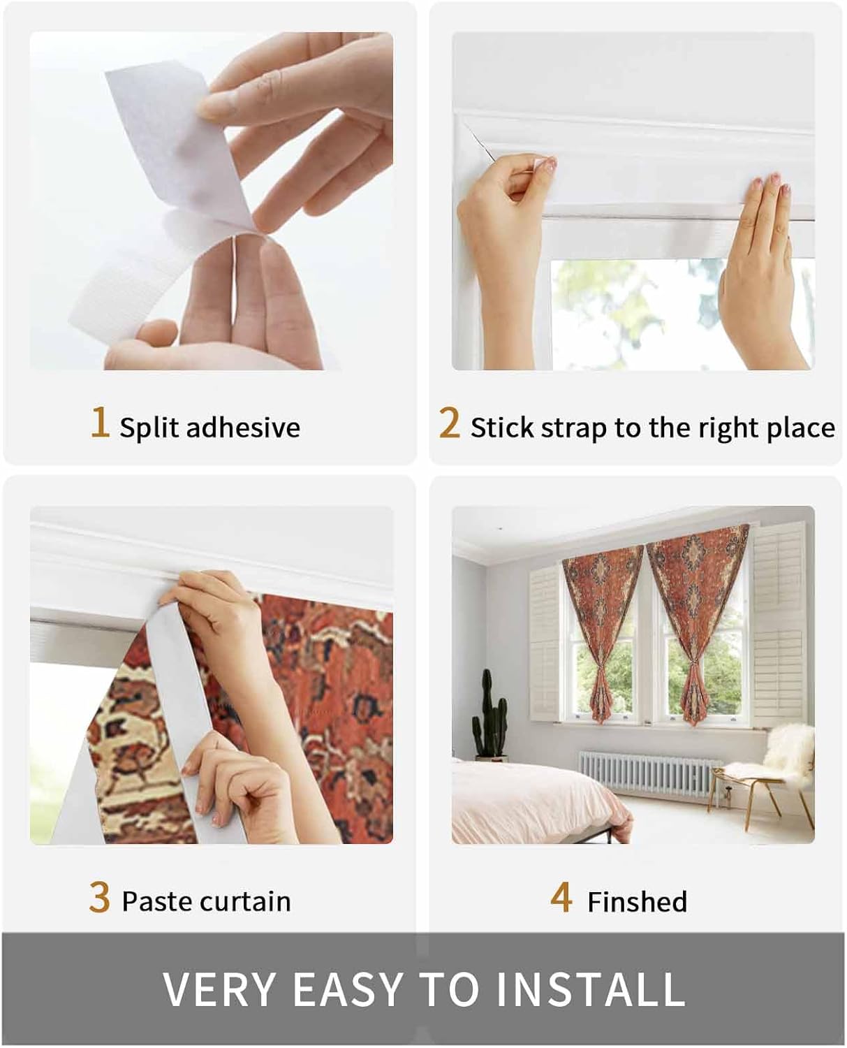 Yomandocix Southwest Self Adhesive Curtains 35x63 Inches 1