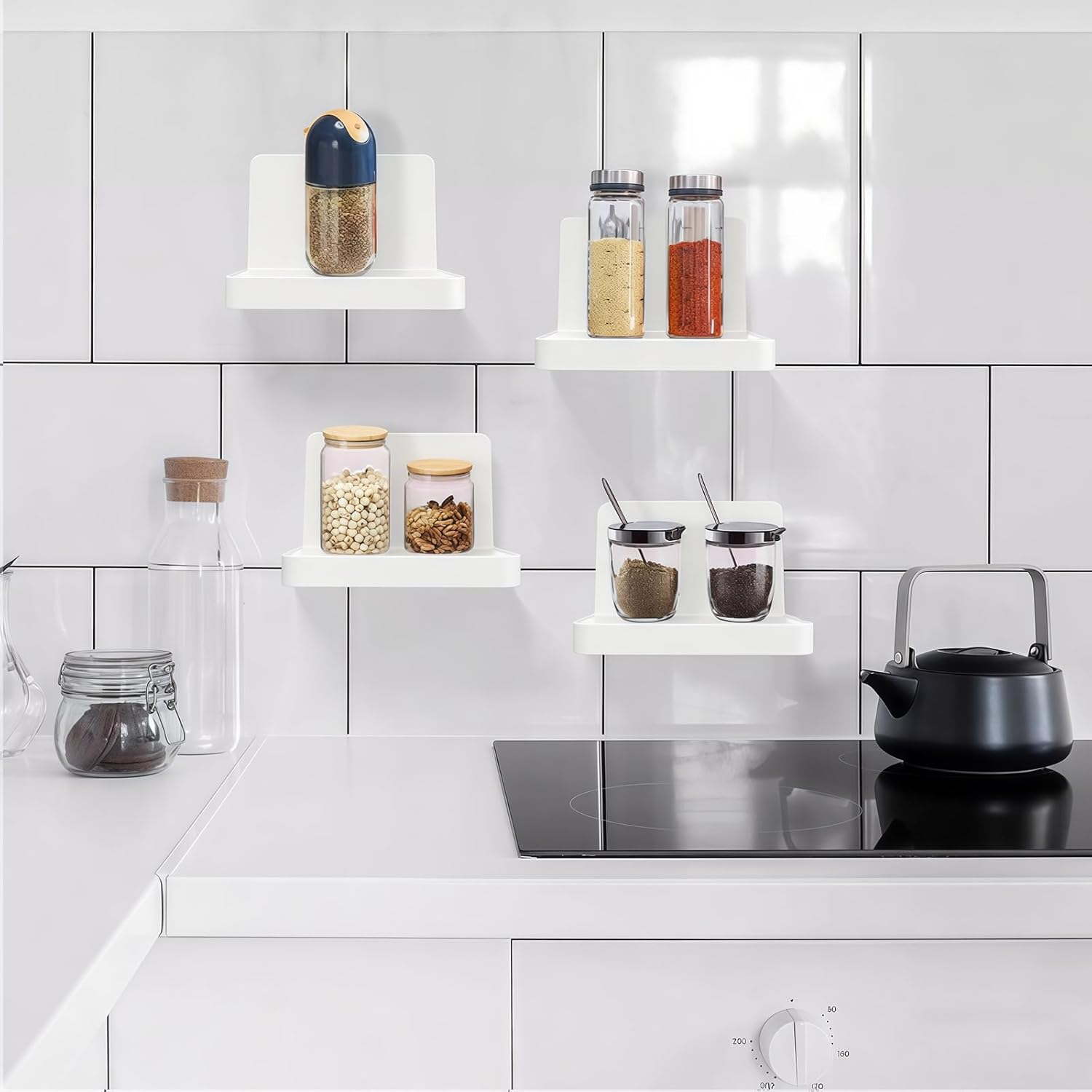 Set of 6 4 Inch Plastic Floating Shelves White