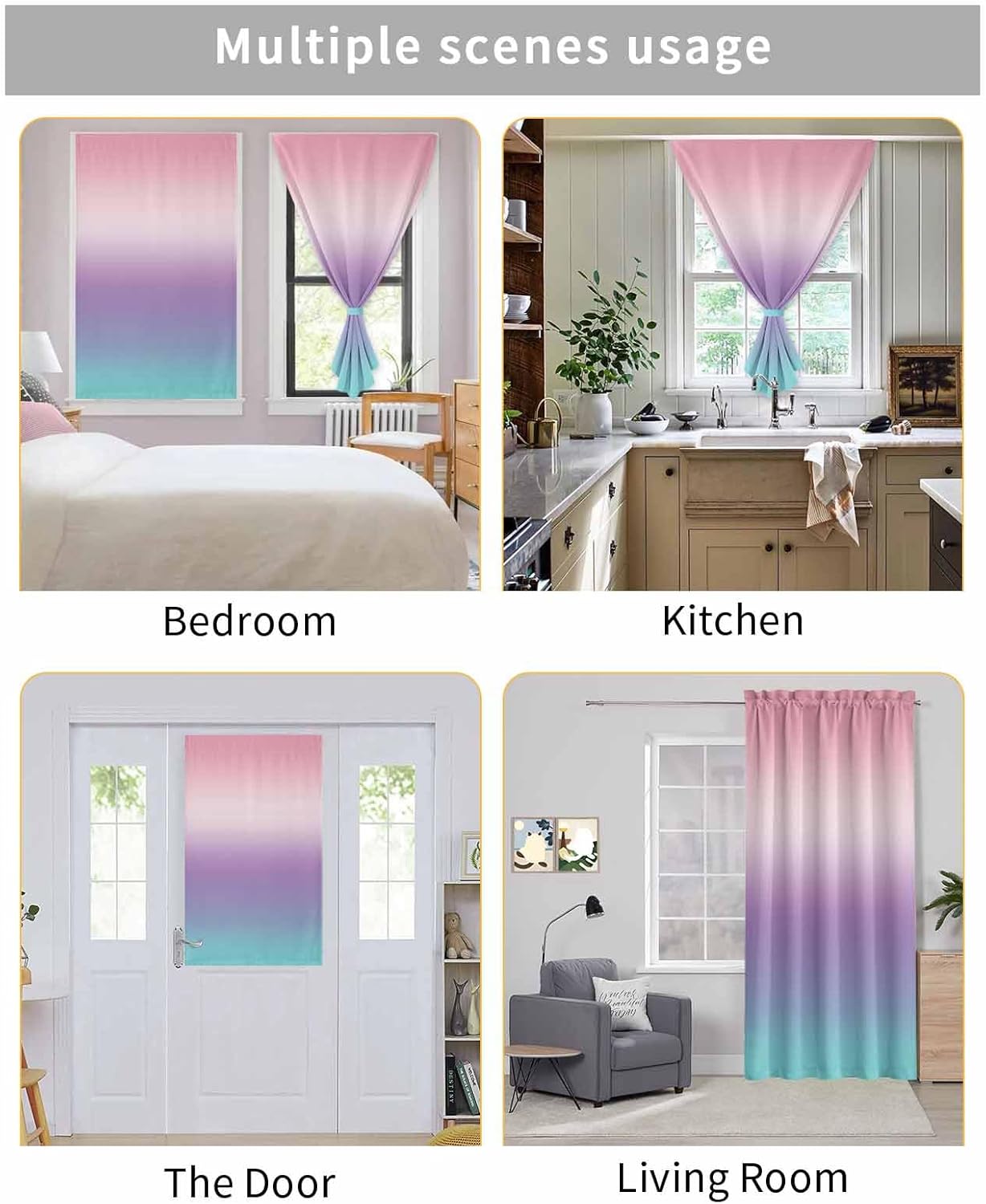 Yomandocix Rainbow Self Adhesive Curtains for Windows