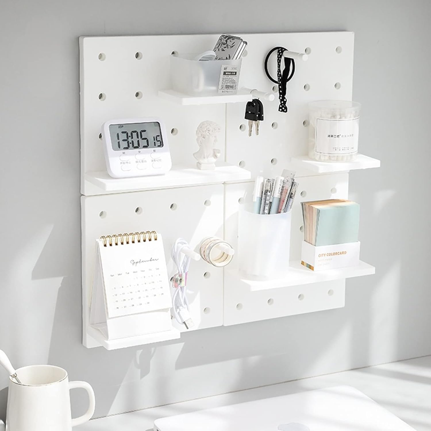 Pegboard Shelf Set with Hooks No Drilling
