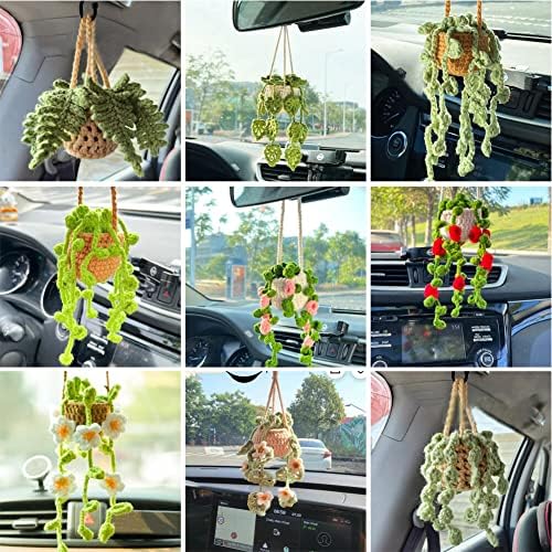 Eforcase Car Mirror Hanging Boho Flower Plant Ornament