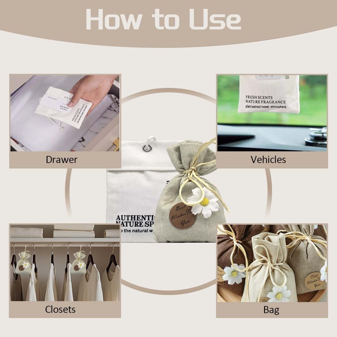 Home Refillable Fragrance Sachets 6-Pack Lavender Freesia