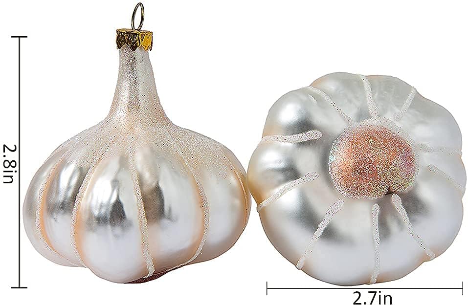 2 Pack 28 Inch Hand Blown Glass Garlic Christmas Ornament