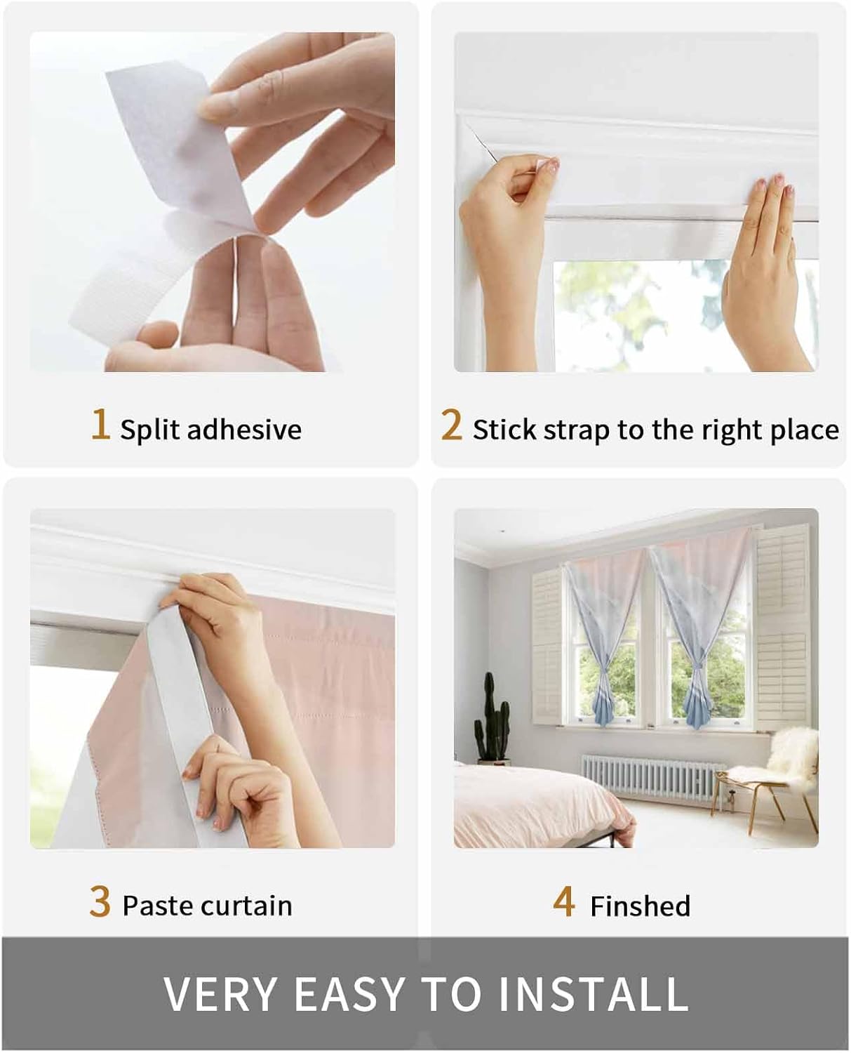 Navy Blue Coastal Wave Self Adhesive Curtains for Windows