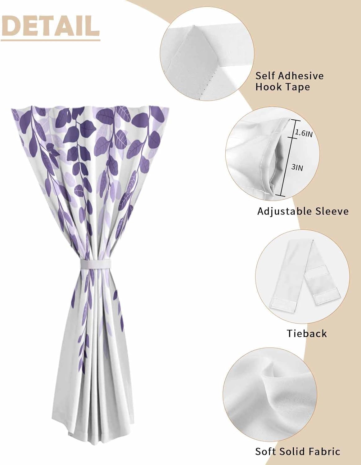 Yomandocix Purple Ombre Self Adhesive Blackout Curtains 35x48 Inches