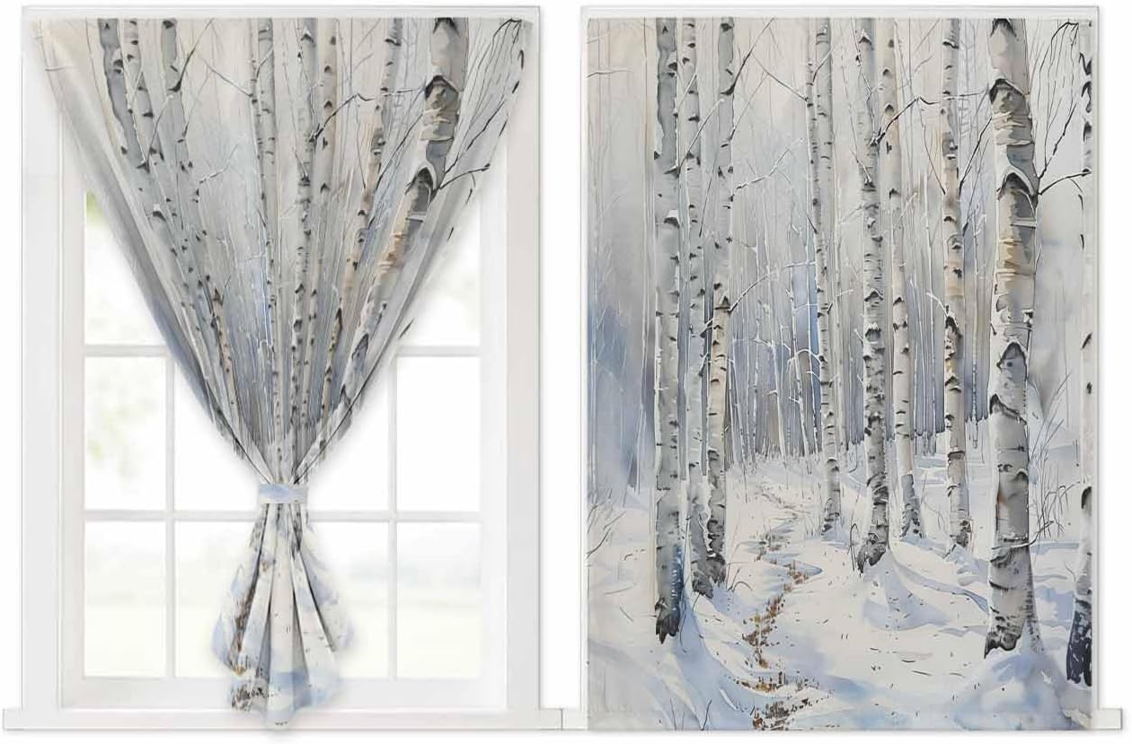Christmas Tree Self Adhesive Portable Curtains for Windows