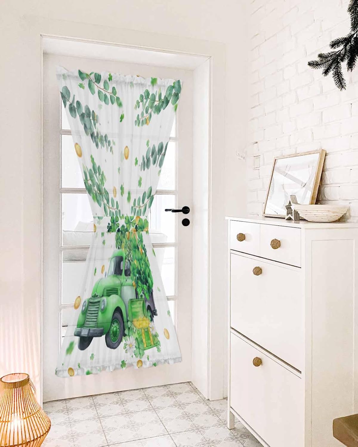 Green Truck Clover French Door Curtain Panels
