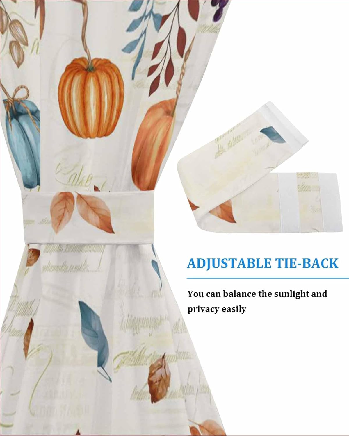 Orange Blue Pumpkins Fall Door Curtain for Privacy