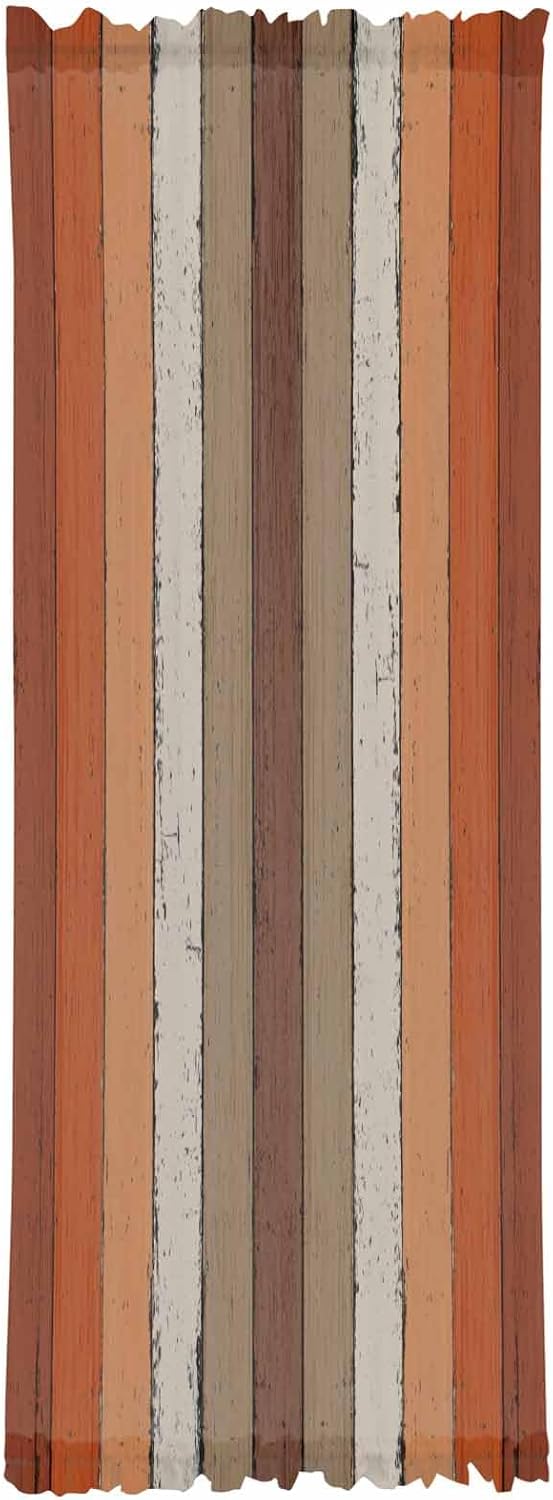 Orange Brown French Door Curtain with Tieback