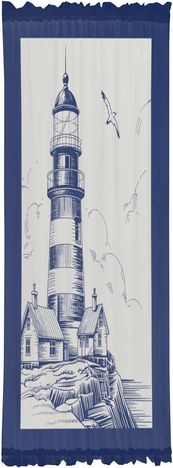 Nautical Lighthouse Curtains for French Doors