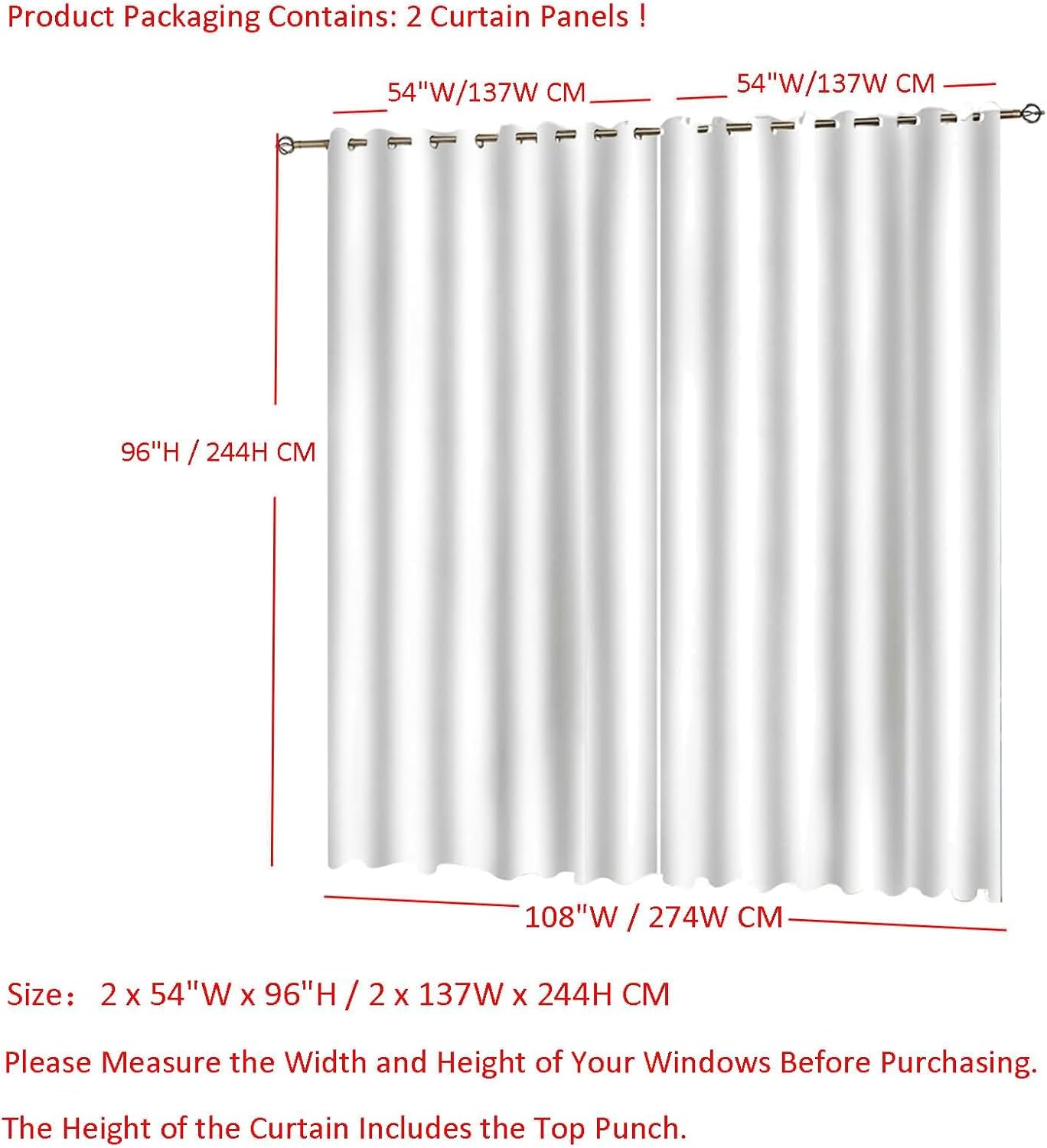 Homxi Seawater Blue Blackout Curtains 2 Panels