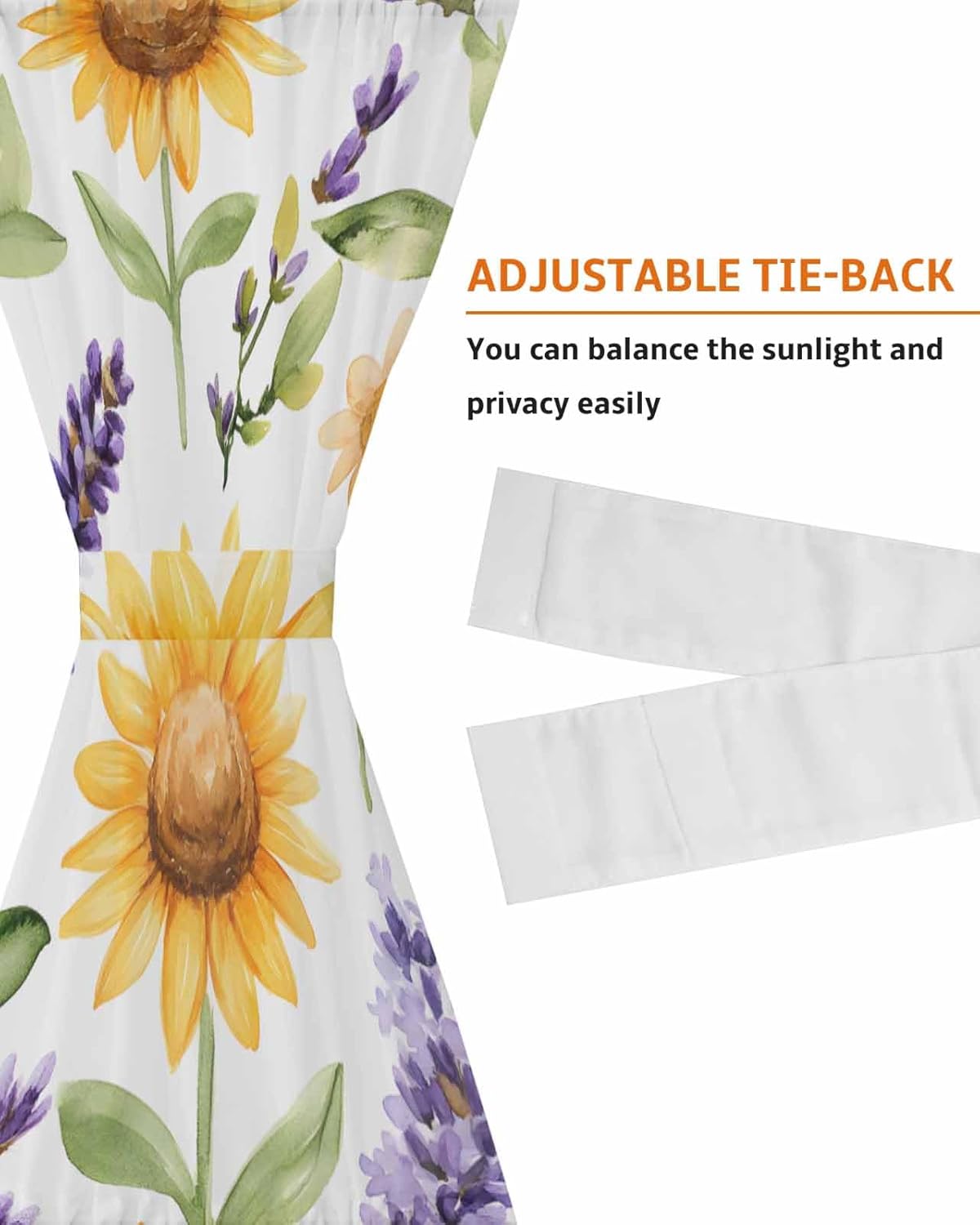 French Door Curtain with Sunflower and Lavender Design
