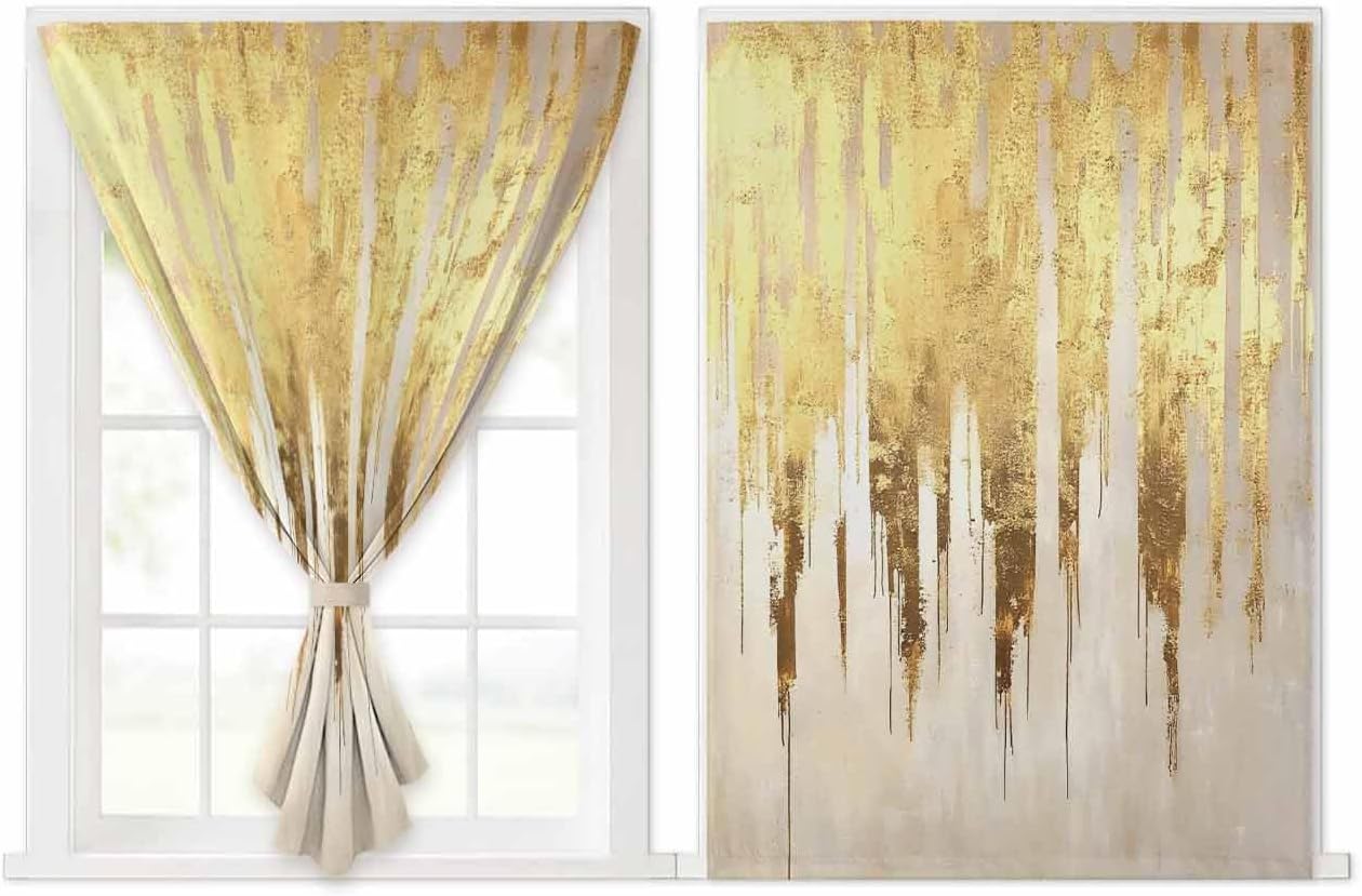 Abstract Gold Self Adhesive Privacy Curtains for Windows and Doors