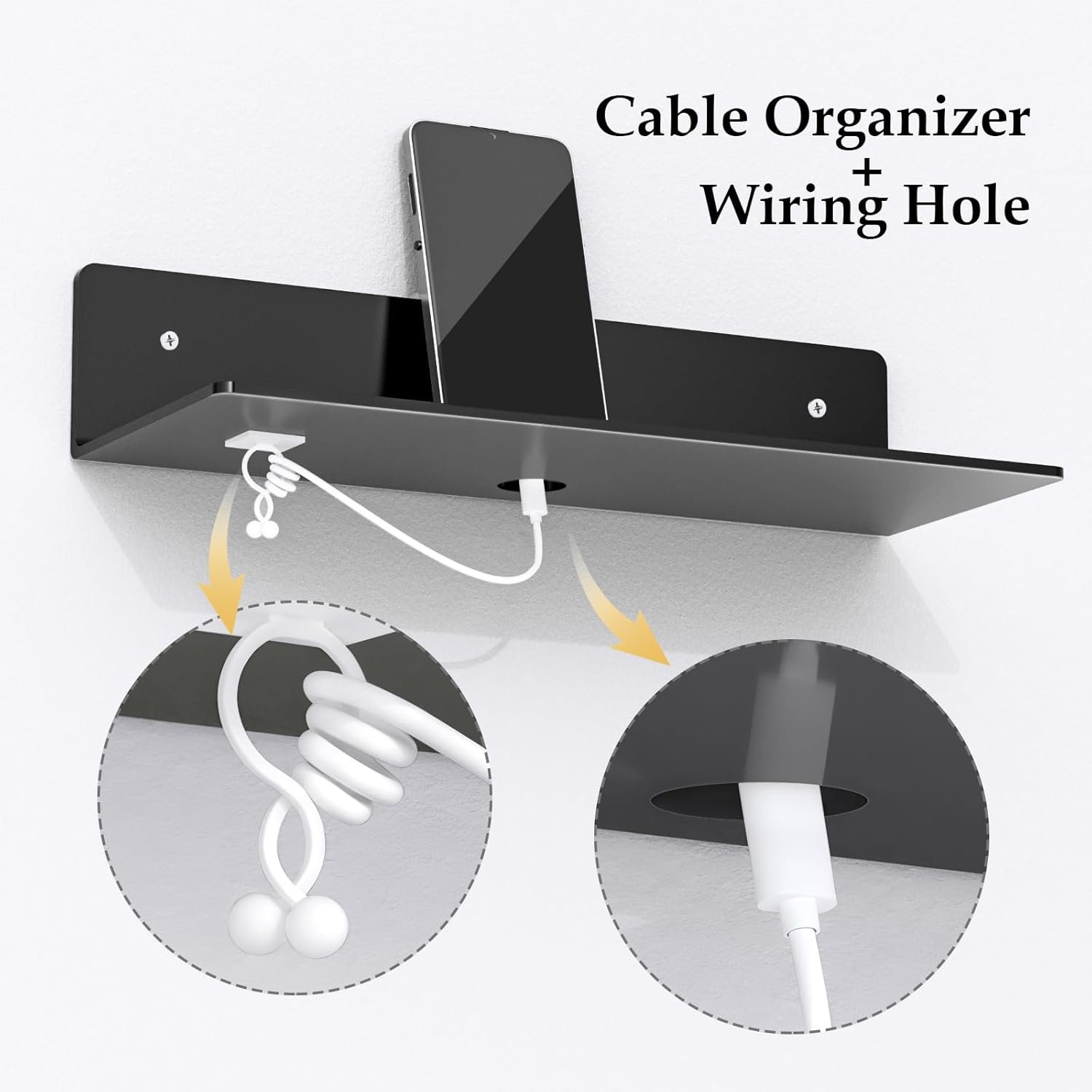 12 Inch Black Acrylic Floating Shelves 4 Pack