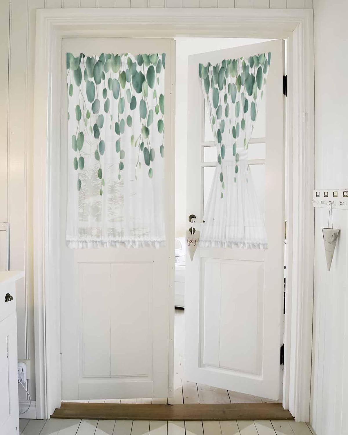 Spring Green Eucalyptus Leaf Door Curtains 54x40 Inch