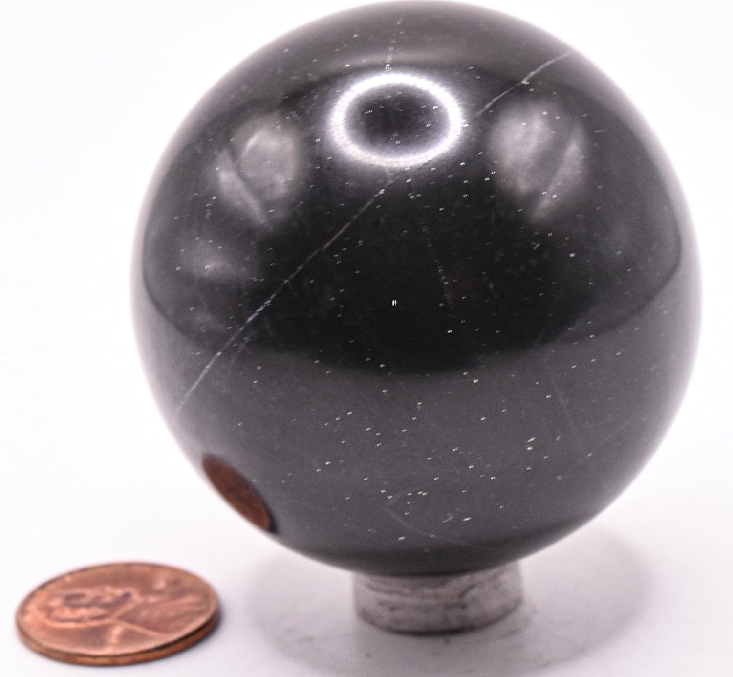 2 Inch Black Onyx Sphere with Inclusions Decorative Crystal Ball