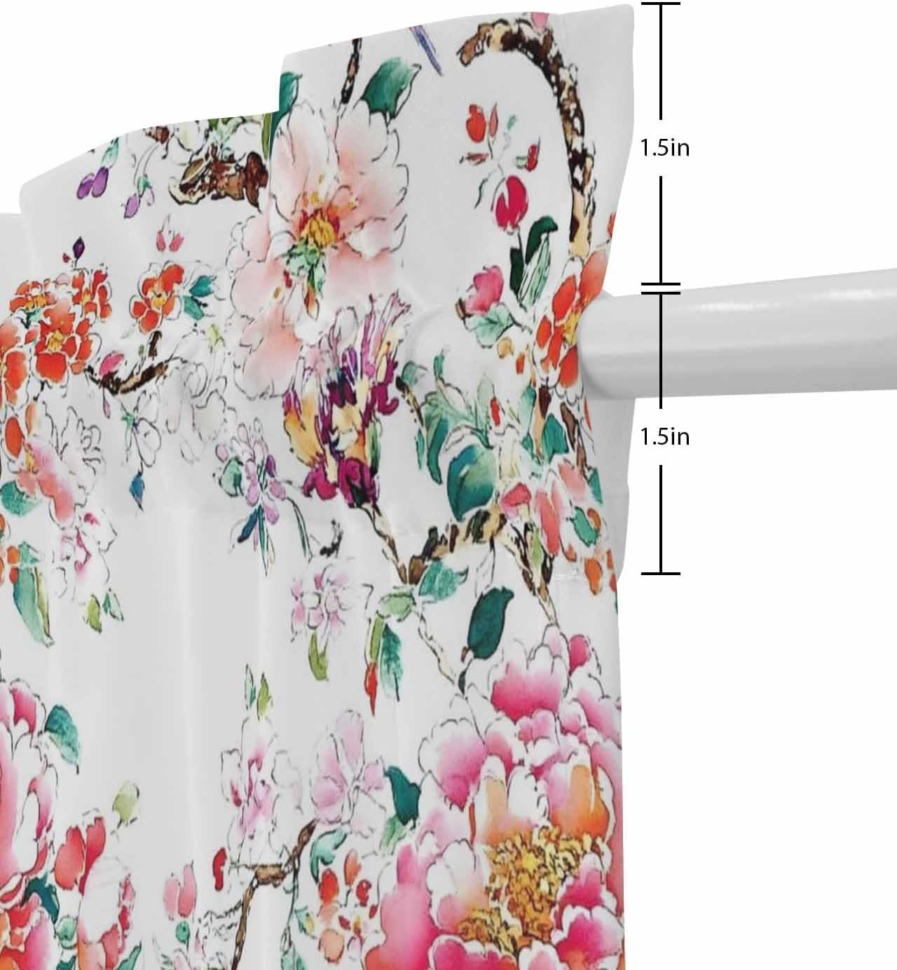 Pink Floral French Door Curtain with Tieback