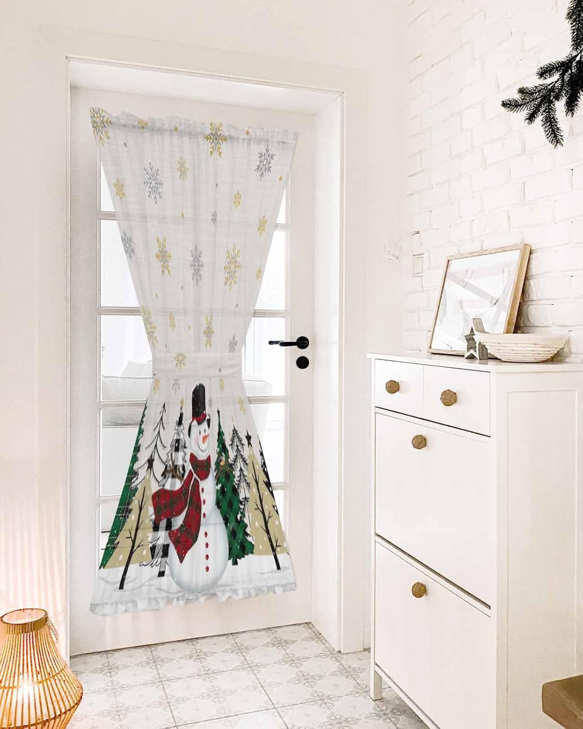 PANJINEXT Door Curtains 54x72 Sheer Thermal Insulated Rod Pocket Panel with Tiebacks