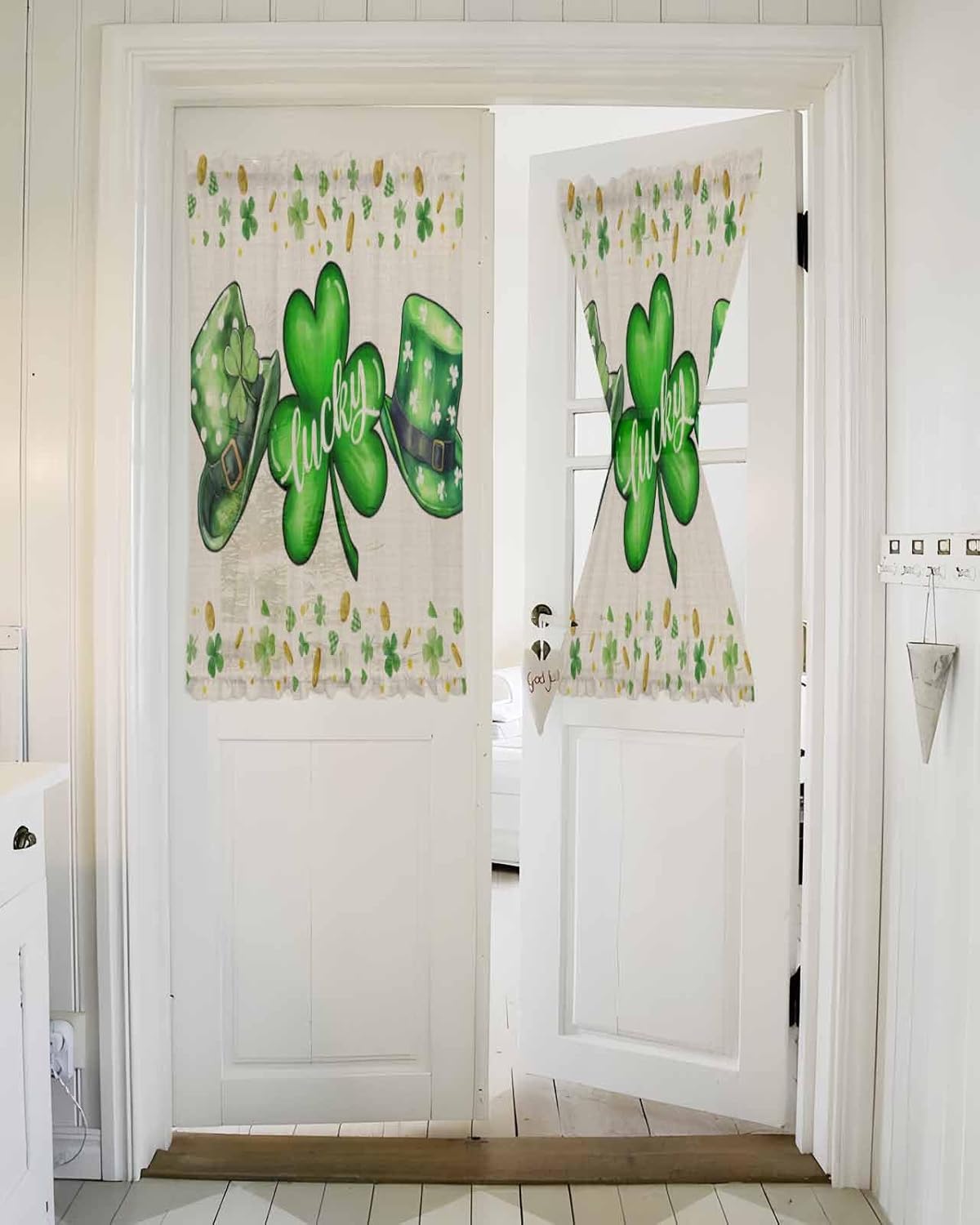 St Patricks Day Front Door Curtain Panel with Tiebacks