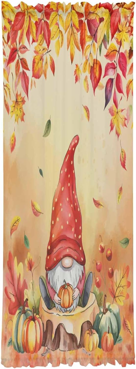 Red Gnomes Fall French Door Curtain