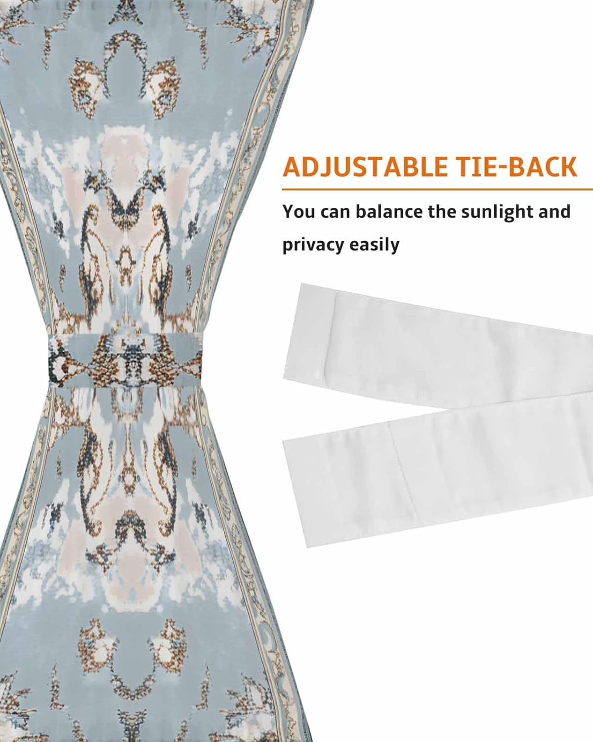 Abstract Blue Door Curtains 54x40 Rod Pocket Panels