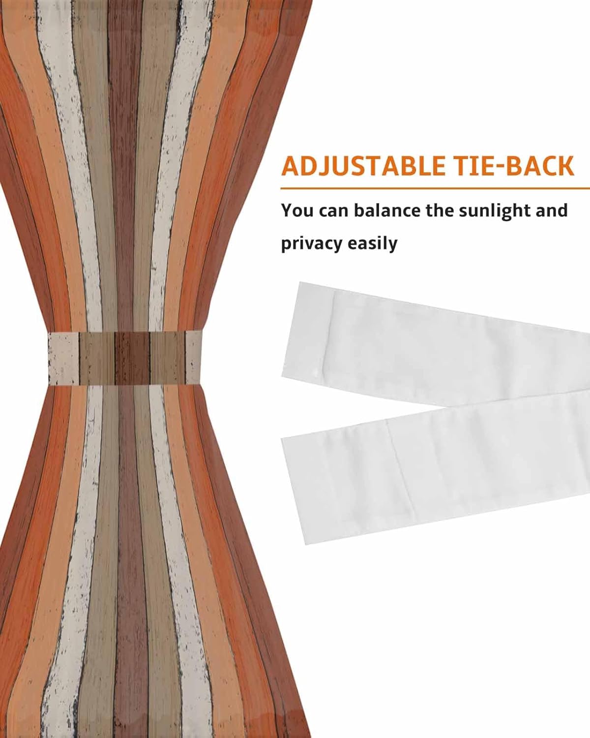 Orange Brown French Door Curtain with Tieback