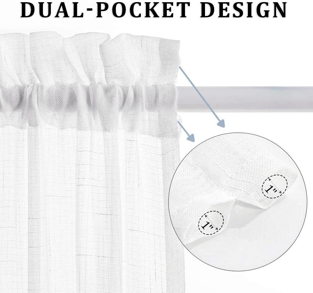 MIULEE 2 Panels 72 Inches Door Curtains with Linen Texture White