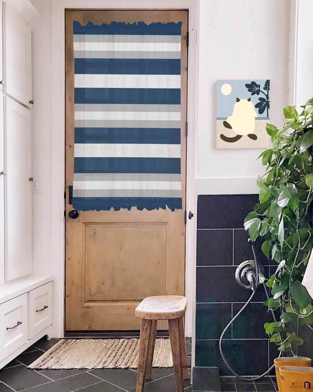 Door Curtains for Privacy 54x40 Sheer Panel with Tiebacks