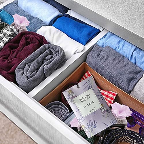 LIFFLY 14 Pack Scented Sachets Lavender Rose Jasmine Ocean Vanilla Sandalwood Gift Box