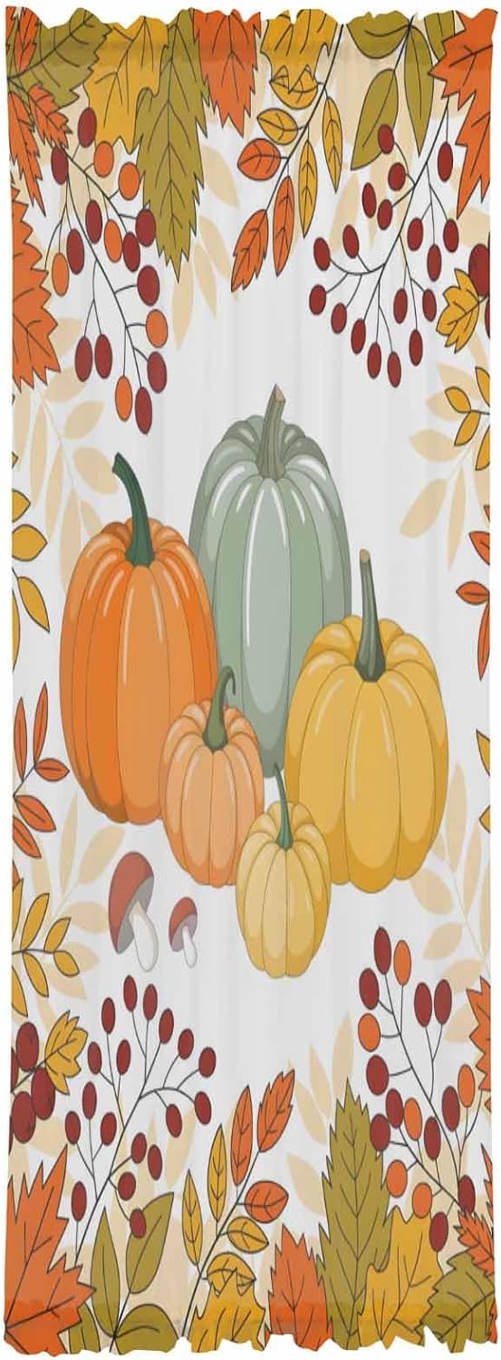 Orange Thanksgiving French Door Curtain