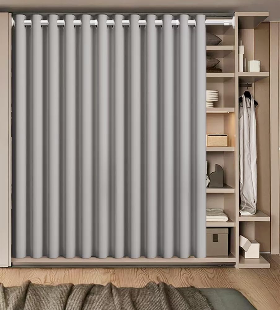 AiFish Grey Grommet Door Curtain 78 Inch Thermal Insulated Panel