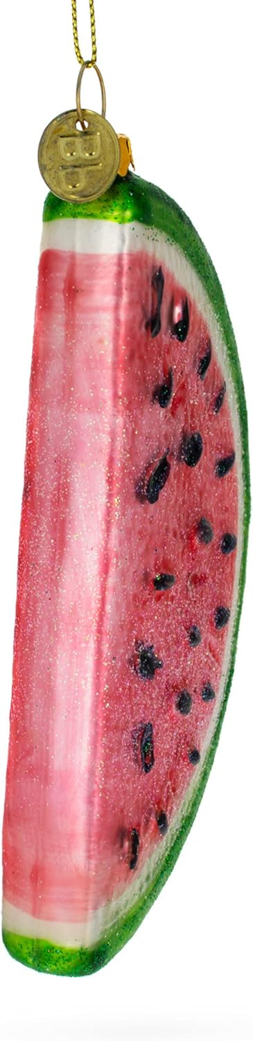 Juicy Watermelon Slice Blown Glass Christmas Ornament 1