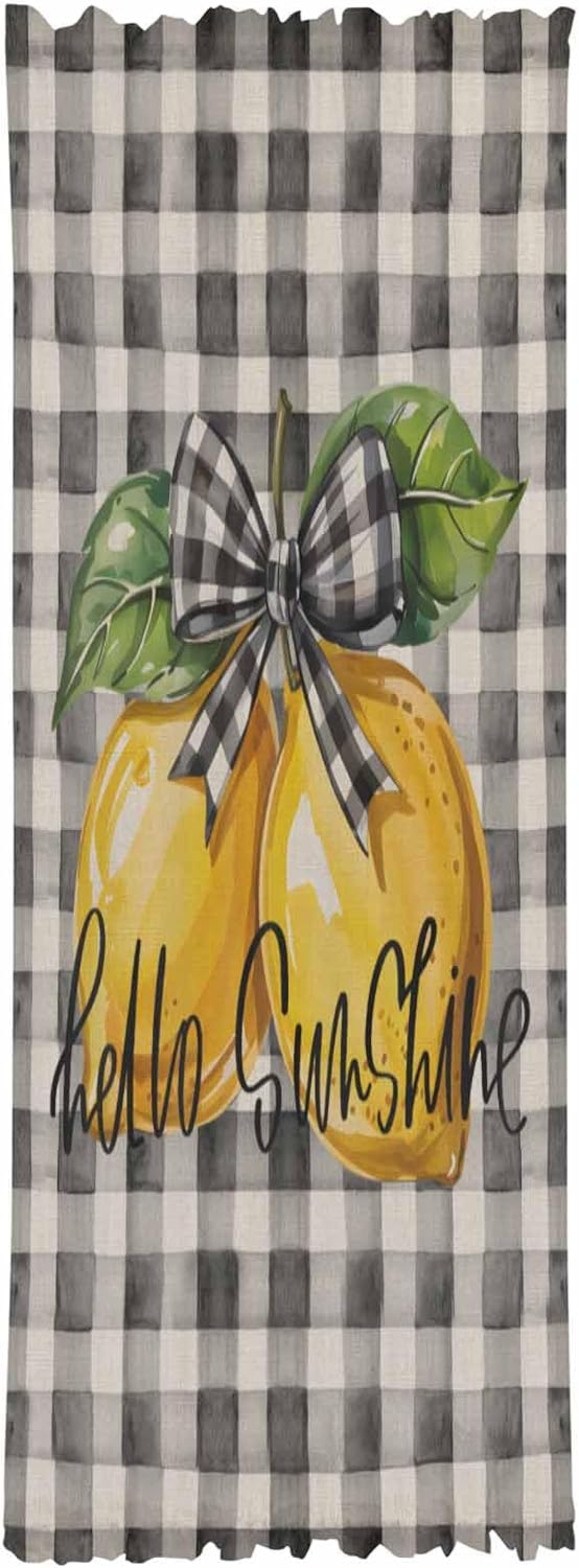 Lemon Plaid French Door Curtain 54W x 72L