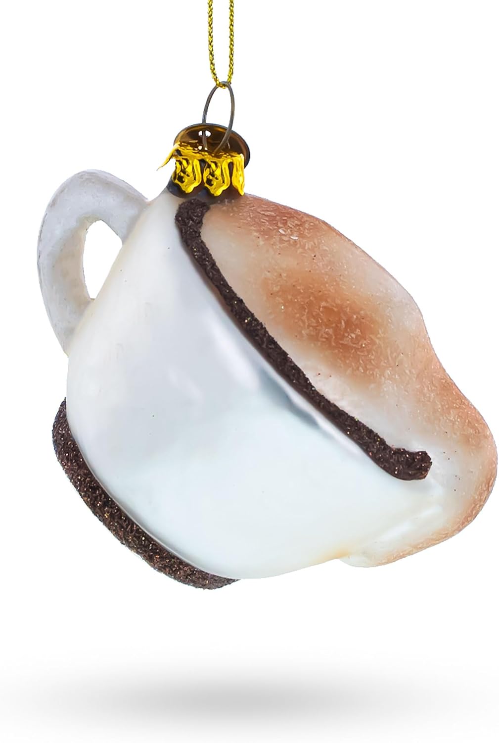 Steaming Cappuccino Cup Blown Glass Christmas Ornament 1