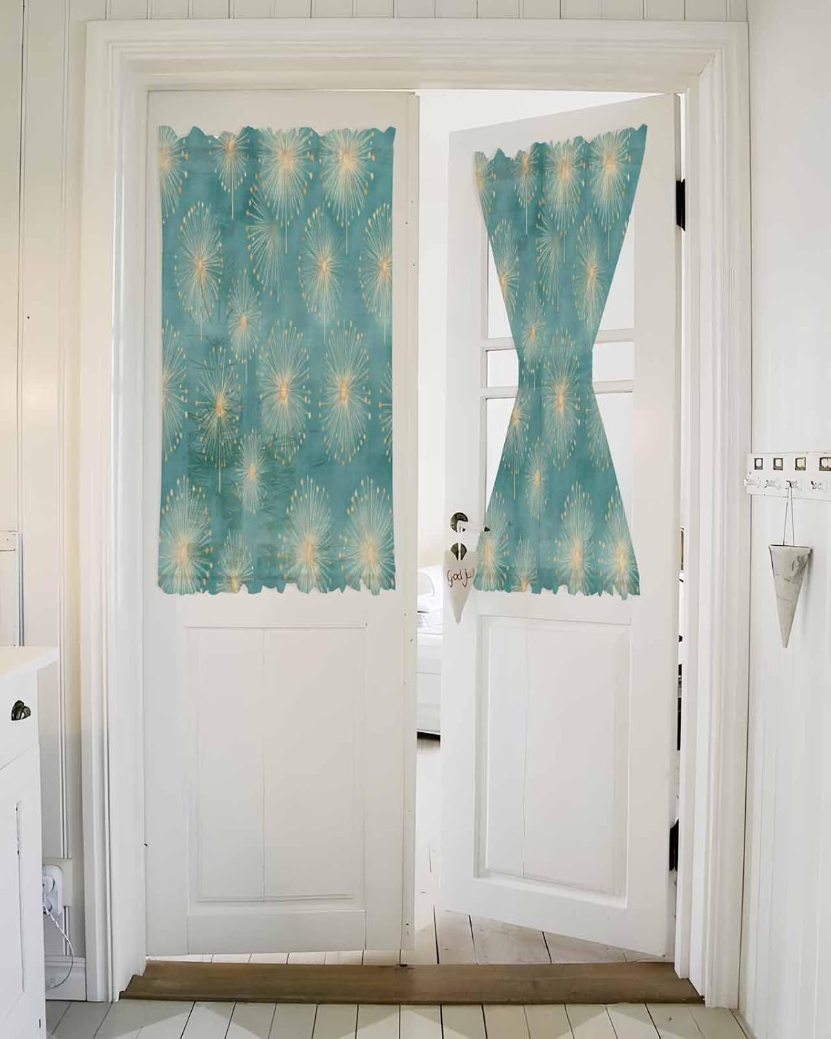 Teal Green Dandelion French Door Curtain