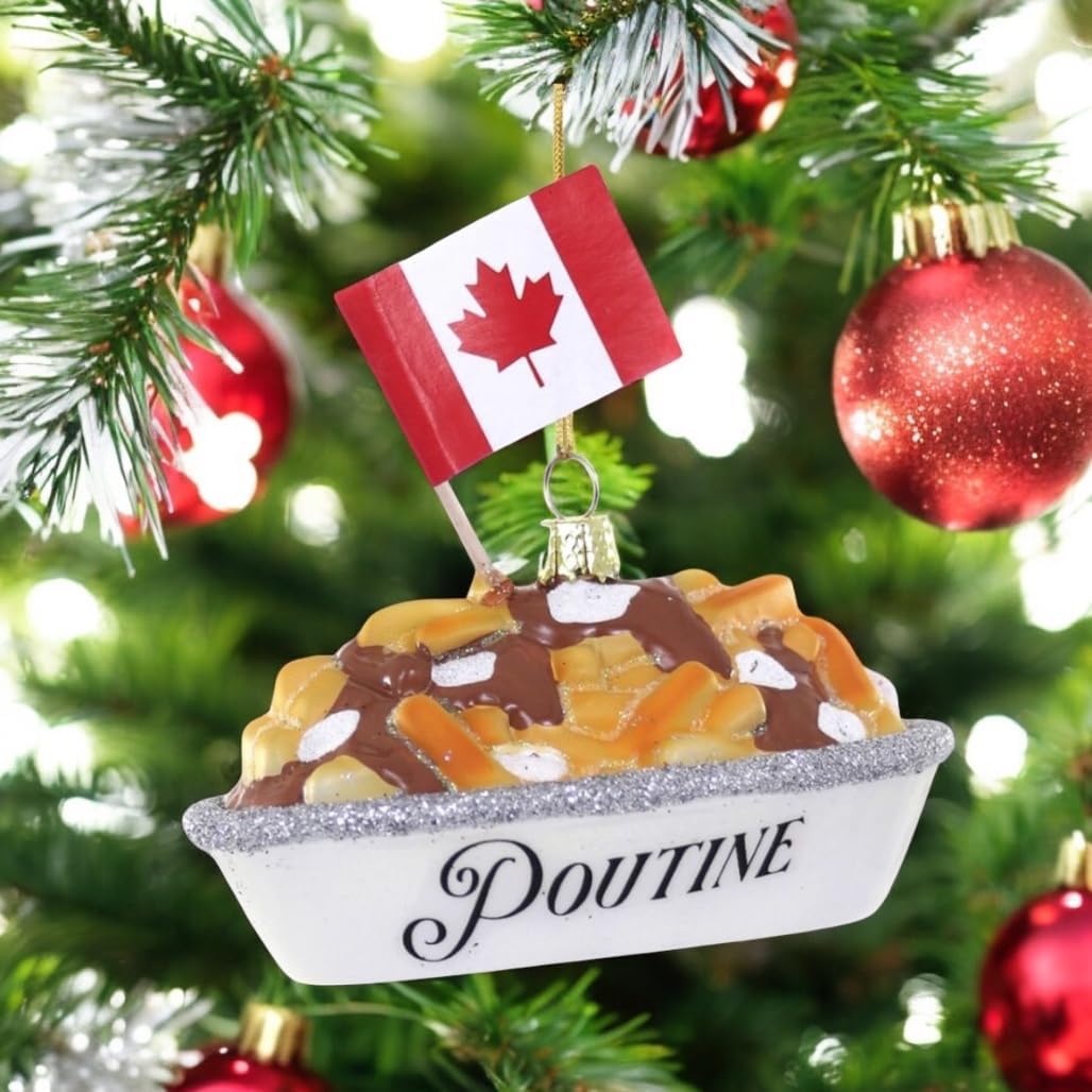 Cody Foster Co Poutine Christmas Ornament Glass Glittered 35 Inch