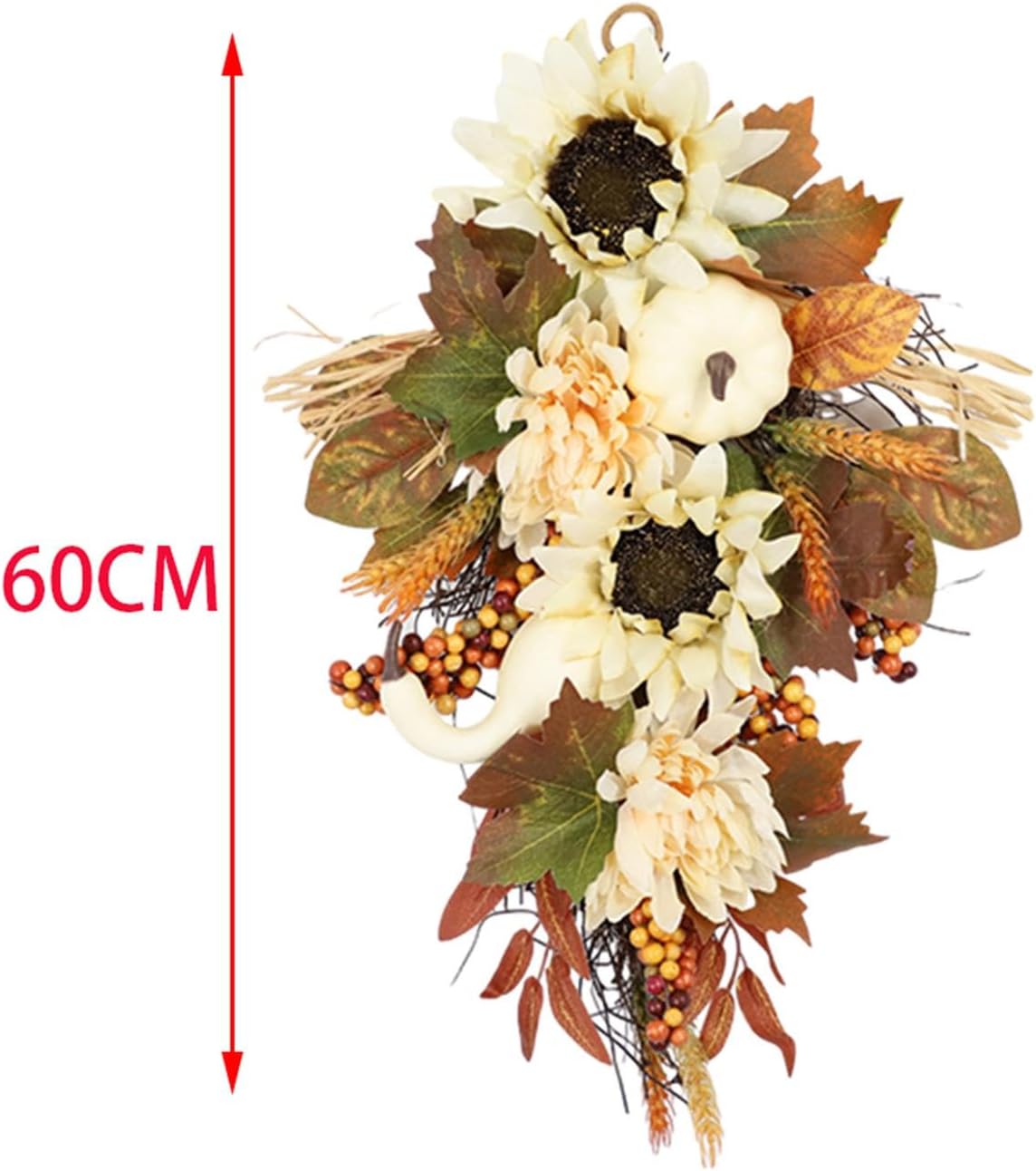 Generic Harvest Pumpkin Swag with Autumn Leaves 60cm