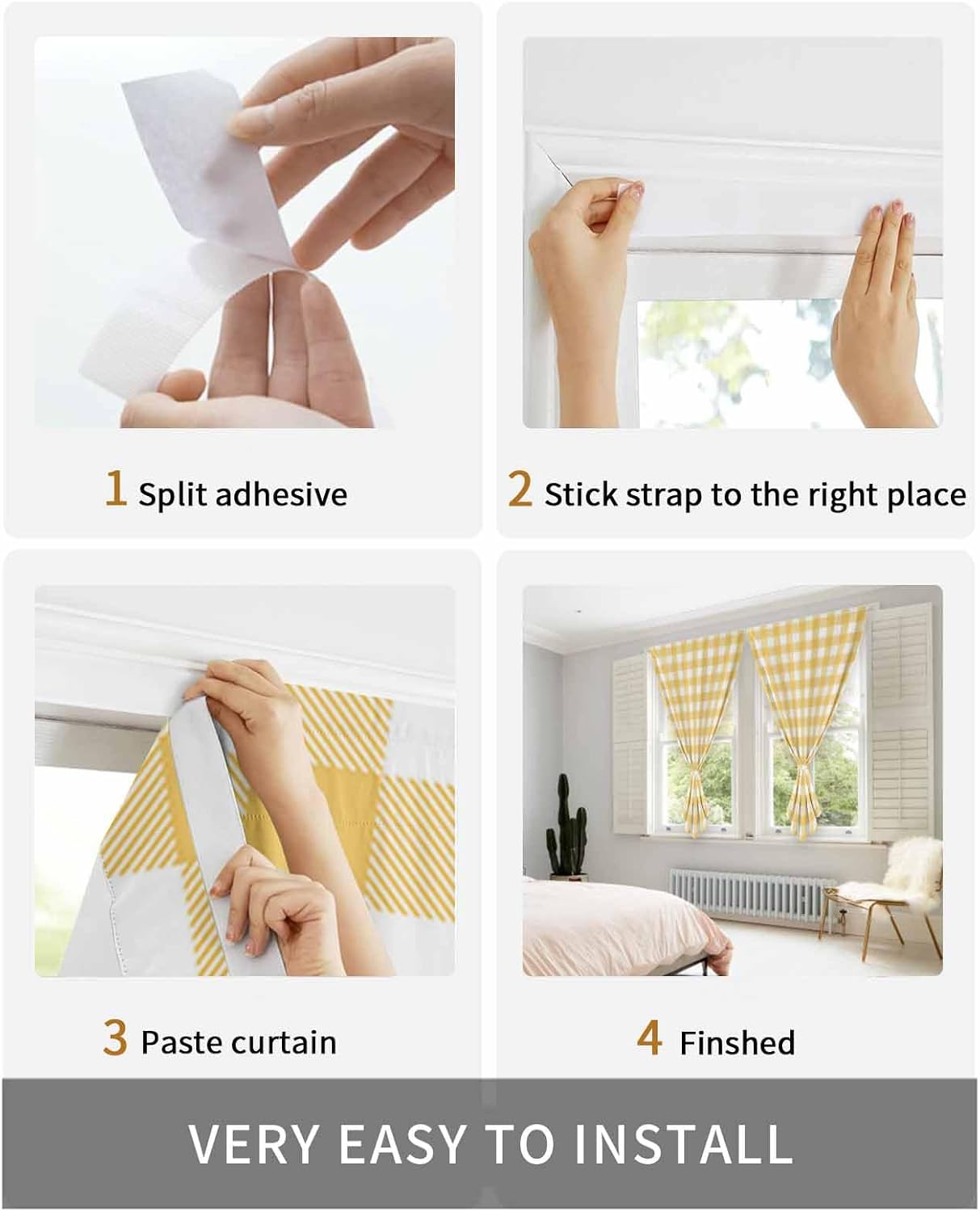 Self Adhesive Portable Curtains for Windows and Doors