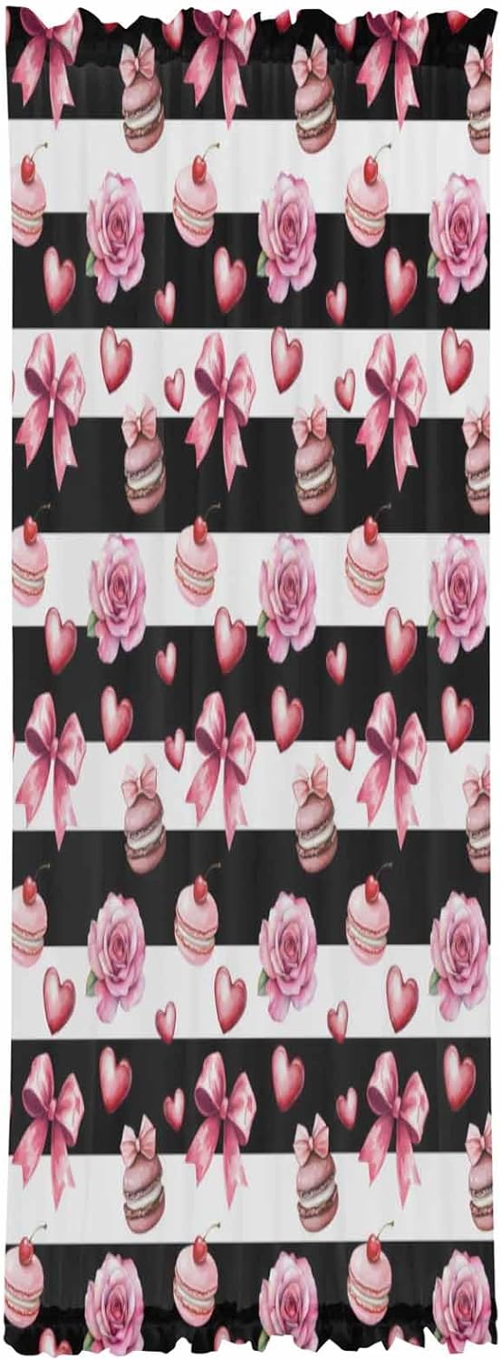 Pink Bow Rose French Door Curtain Panel
