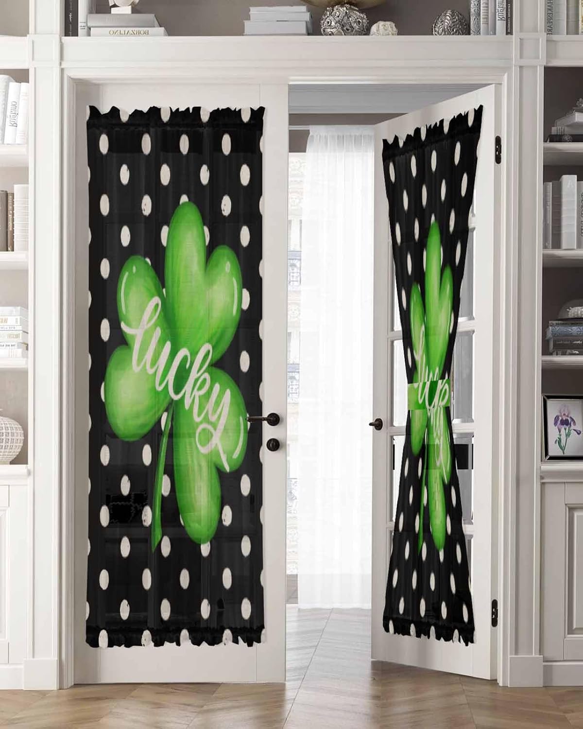 St Patricks Day Front Door Curtain with Tiebacks 54x72 Inch