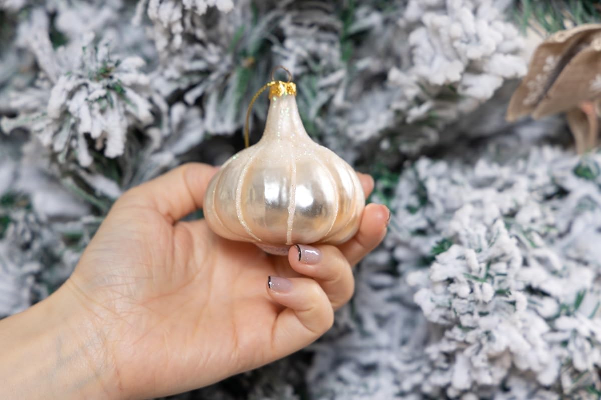2 Pack 28 Inch Hand Blown Glass Garlic Christmas Ornament