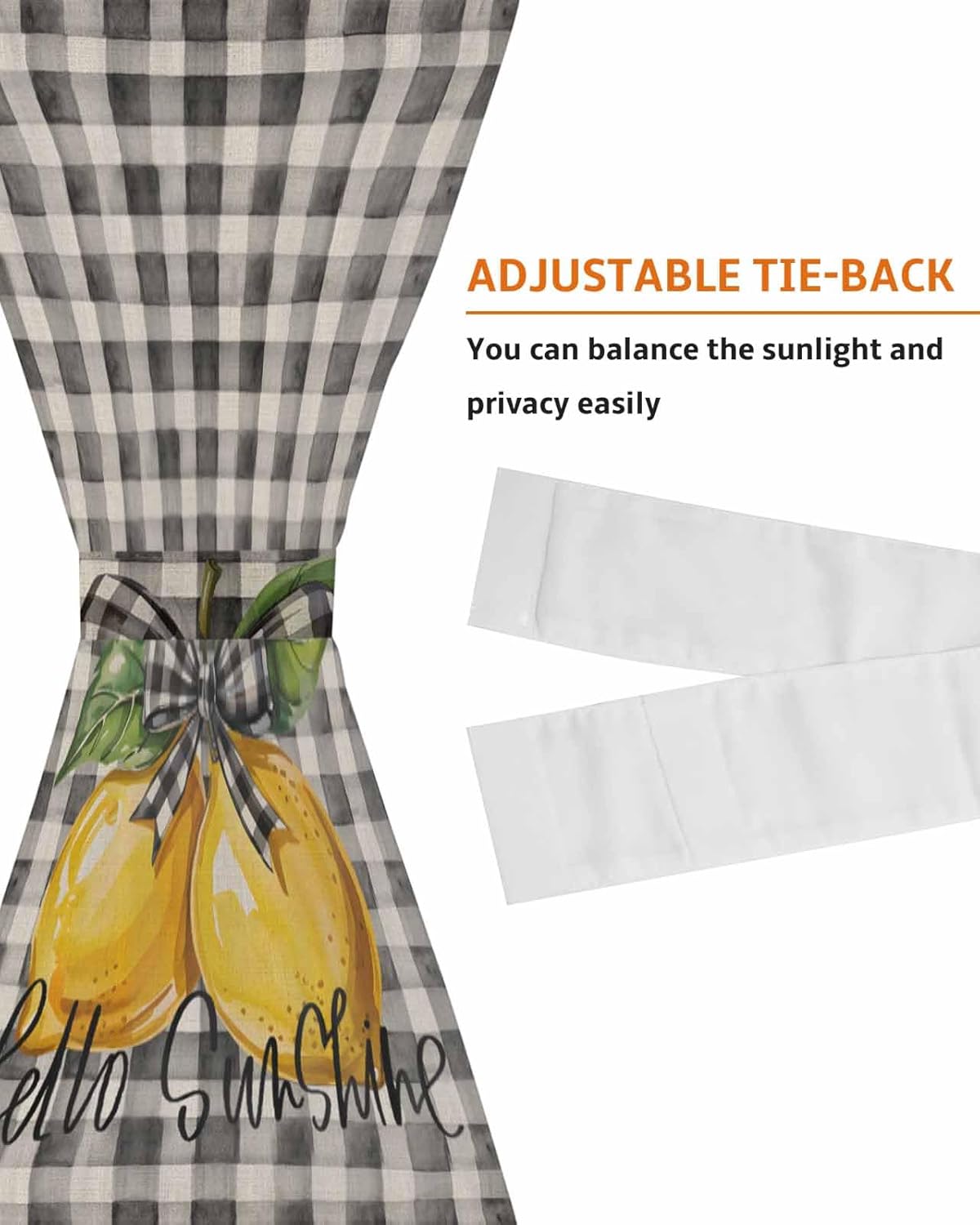 Lemon Plaid French Door Curtain 54W x 72L