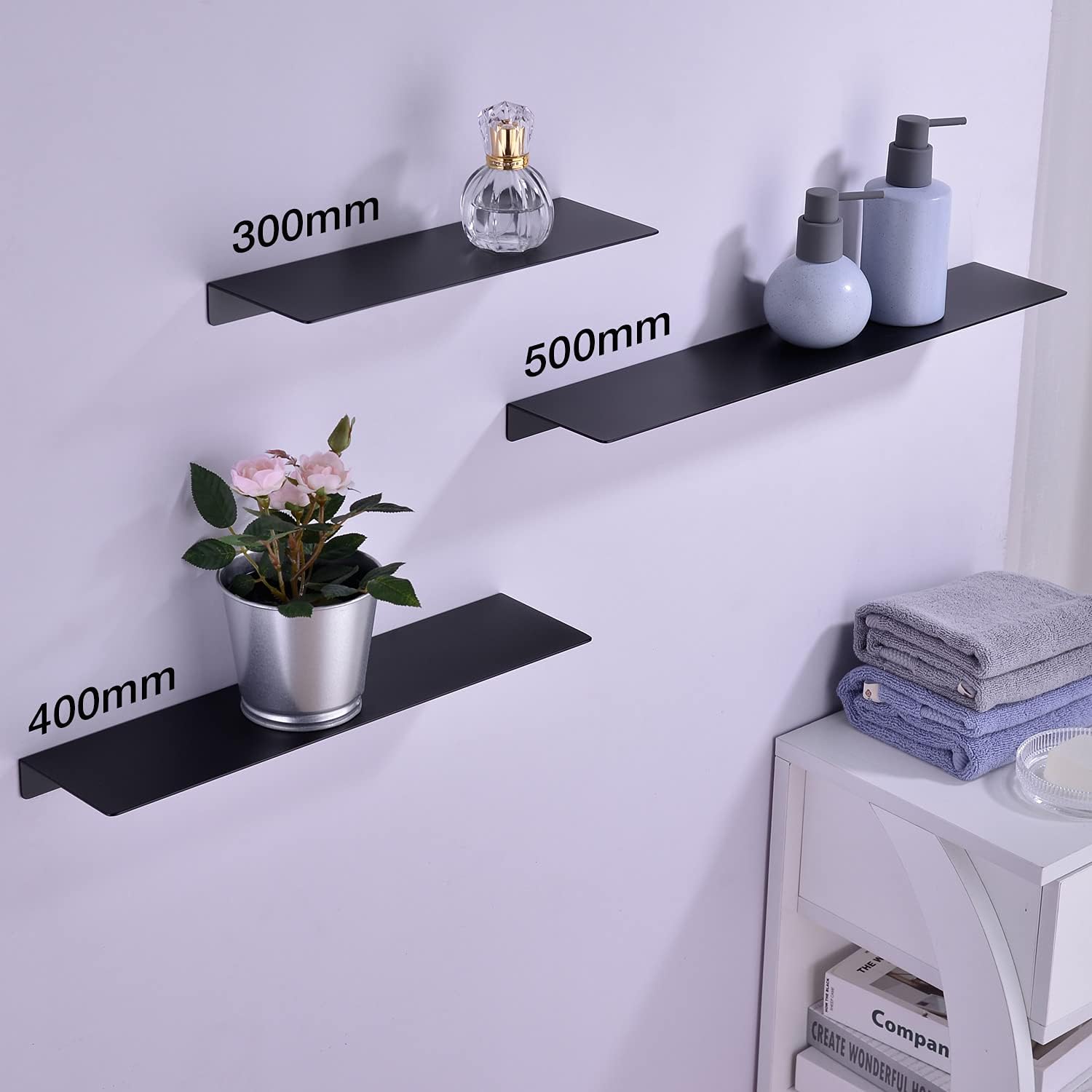 TRUSTMI Wall Mounted Floating Shelf Heavy Duty Matte Black