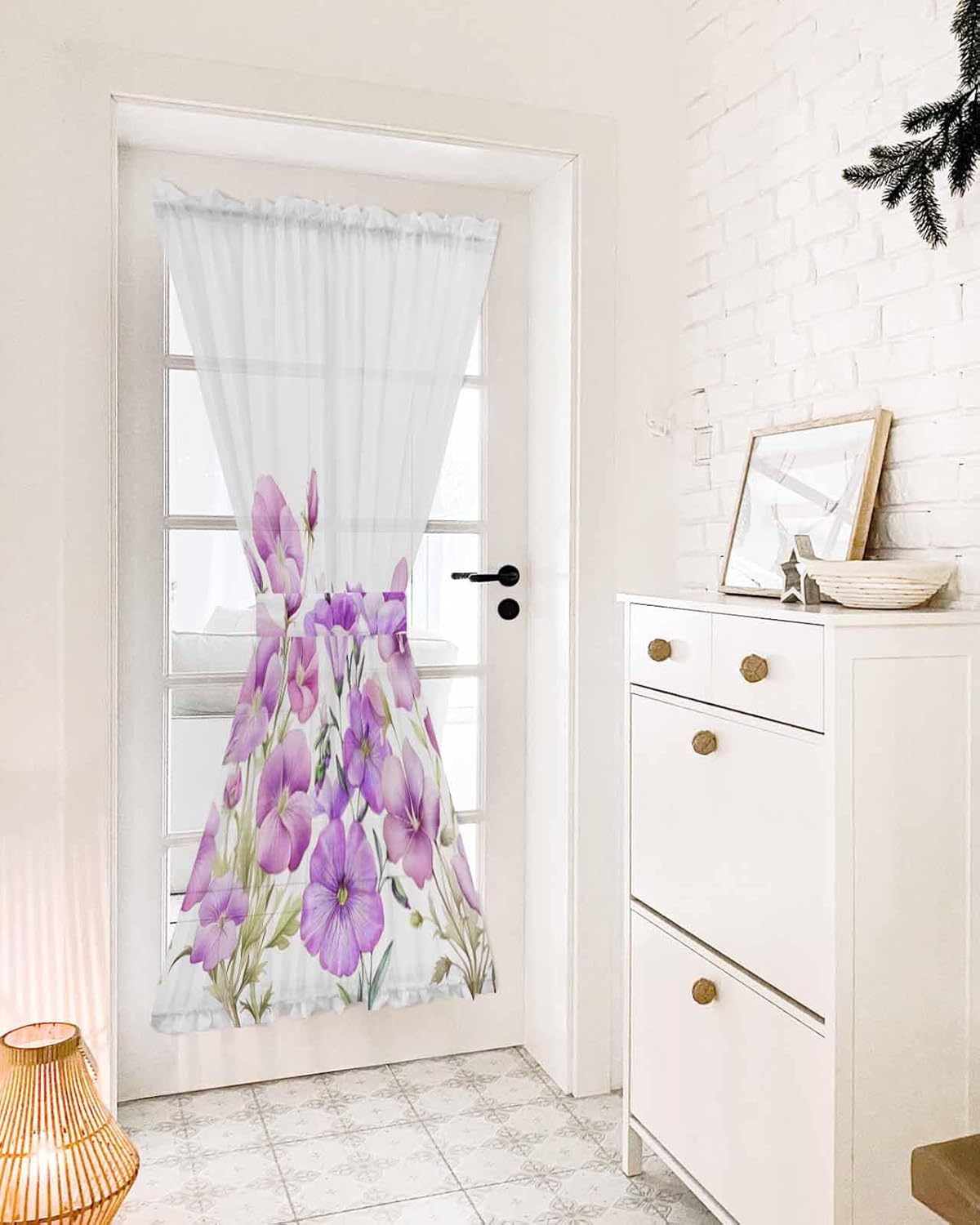 Spring Rustic Farmhouse Floral Door Curtain Panel