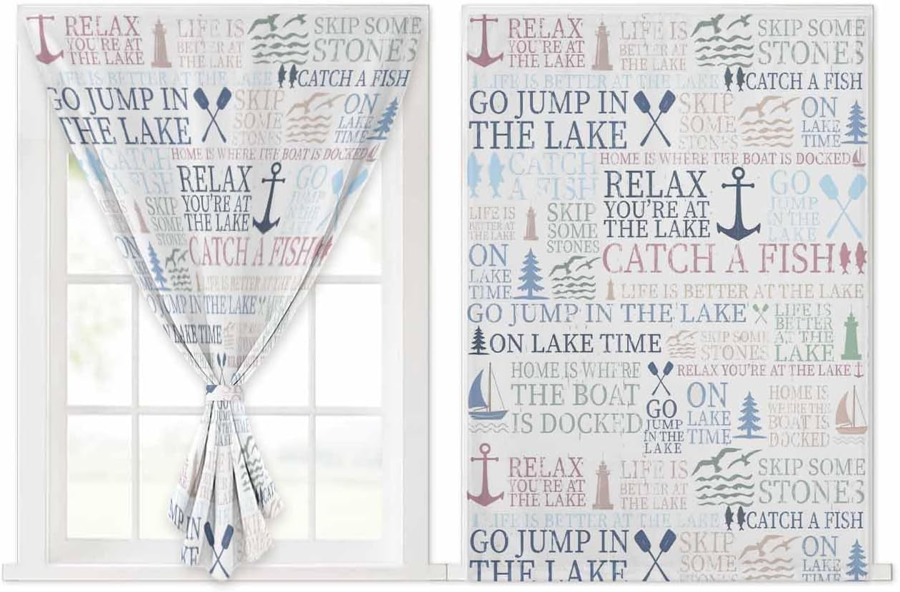 Coastal Nautical Self Adhesive Blackout Curtains 59x84 Inches
