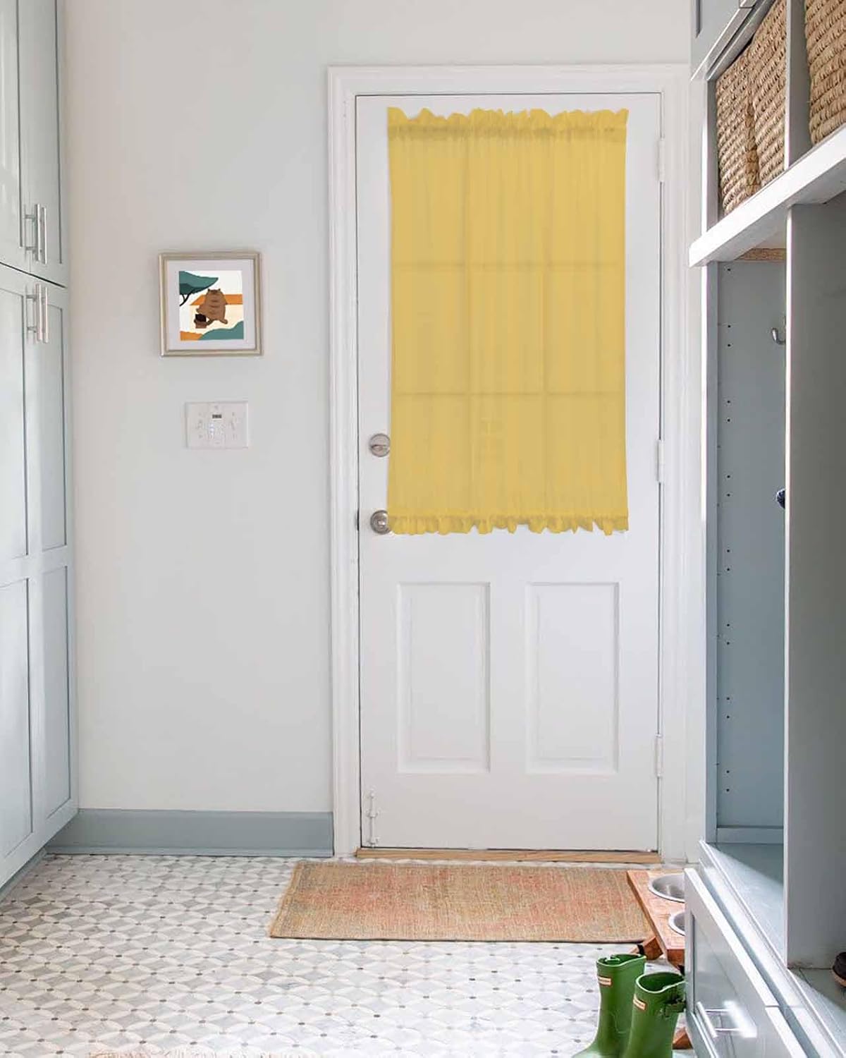 Sheer Yellow French Door Curtain 54x40 Inch