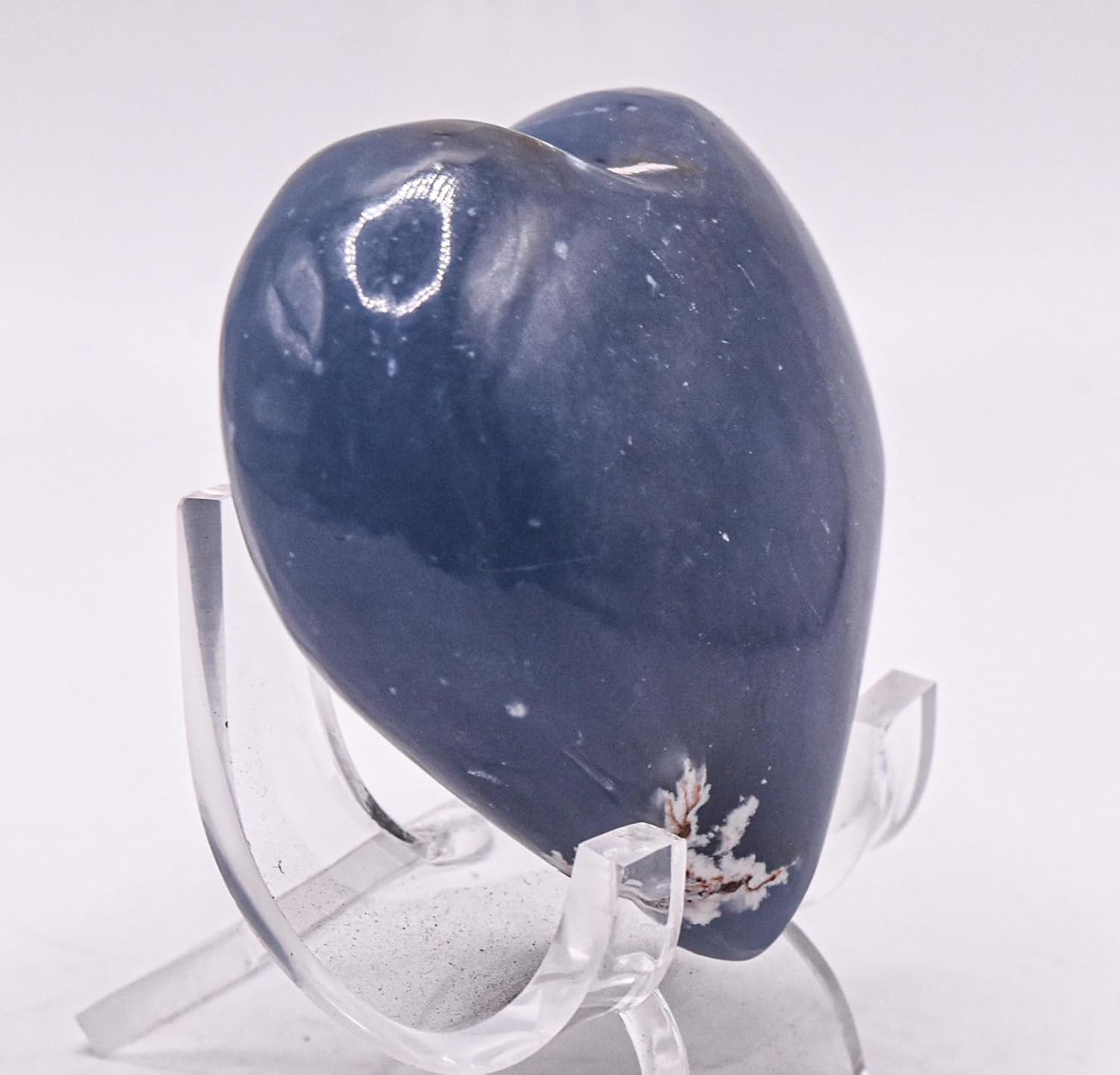 55mm Blue Angelite Heart with Stand - Peru