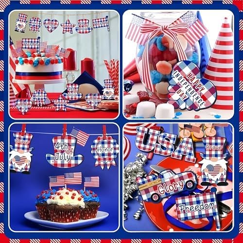 4th of July Patriotic Wood Tree Decorations 36Pcs Set